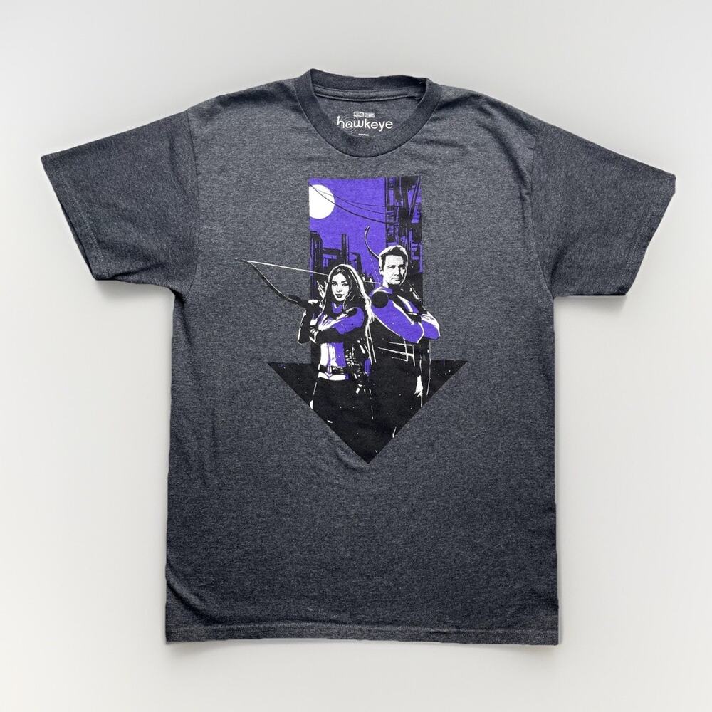 Marvel Studios Hawkeye Shirt Medium Gray Graphic Short Sleeve Crew Neck